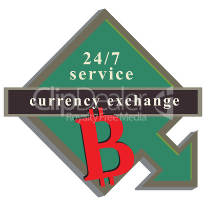 Arrow pointer on service for Bitcoin exchange