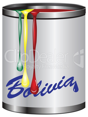 Metal tin with paint color flag of Bolivia