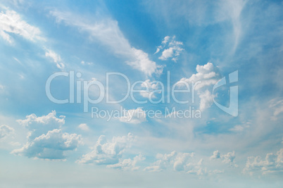 blue sky and white cumulus clouds