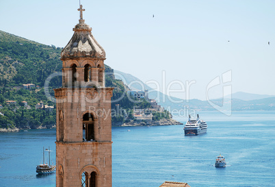 The bay of Dubrovnik Croatia, in the in the foreground the Tower