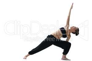 Yoga. Slim girl doing asana, isolated on white
