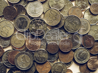 Vintage Euro coins background