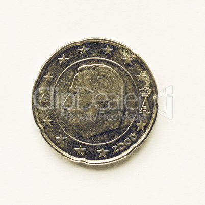 Vintage Belgian 20 cent coin