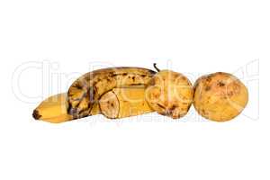 Bananas and pears. Ripe bananas and pears isolated on white background.