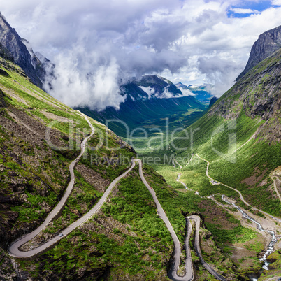 Troll's Path Trollstigen or Trollstigveien winding mountain road