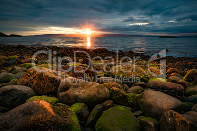 Sunset over the sea in Norway