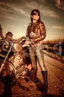 Biker girl and motorcycle
