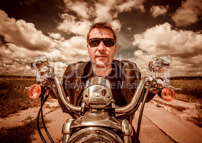 Biker on a motorcycle