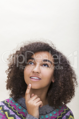 Mixed Race African American Girl Teenager Thinking