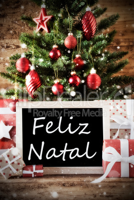 Tree With Feliz Natal Means Merry Christmas