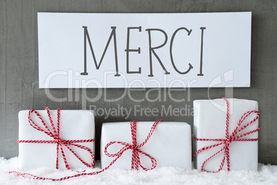 White Gift On Snow, Merci Means Thank You