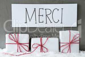 White Gift On Snow, Merci Means Thank You