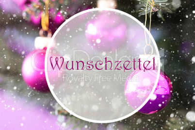 Rose Quartz Christmas Balls, Wunschzettel Means Wish List