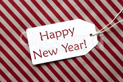 Label On Red Wrapping Paper, Text Happy New Year