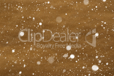 Golden Christmas Paper Background, Copy Space, Snowflakes