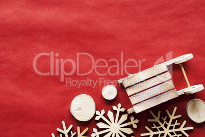 Christmas Decoration Like Sled On Wrapping Paper, Copy Space