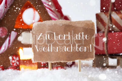 Gingerbread House, Sled, Snowflakes, Weihnachten Means Magic Christmas