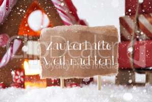 Gingerbread House, Sled, Snowflakes, Weihnachten Means Magic Christmas