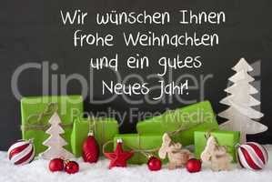 Christmas Decoration, Cement, Snow, Gutes Neues Means Happy New Year