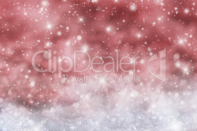 Red Christmas Background With Snow, Snwoflakes, Stars