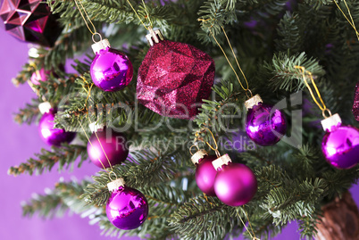 Blurry Rose Quartz Chrismas Balls On Tree