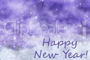 Purple Christmas Background, Snow, Snowflakes, Text Happy New Year