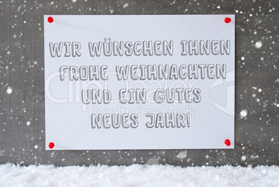 Label On Cement Wall, Snowflakes, Gutes Neues Means New Year