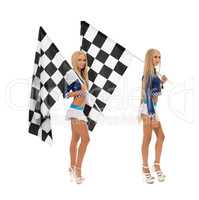 Sexy girls posing with flags. Concept of race