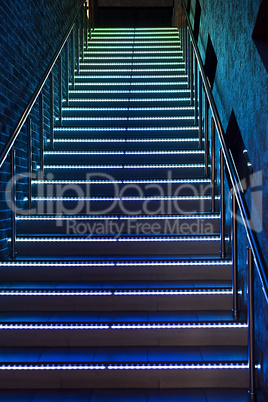 between the floors staircase with illuminated steps