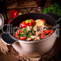 Goulash with colored vegetables