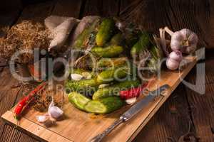 Salt cucumbers briefly stored