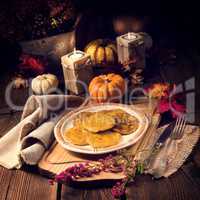 Potato pancakes with pumpkin puree