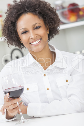 Mixed Race African American Girl Drinking Red Wine