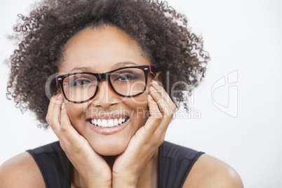 Mixed Race African American Girl Wearing Glasses