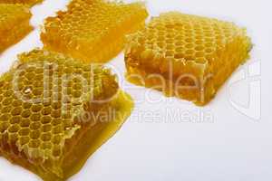 honeycomb honey on a white background