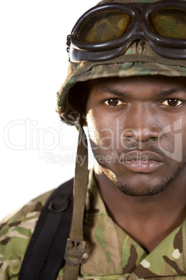 Close-up of confident soldier