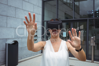 Woman using reality virtual headset