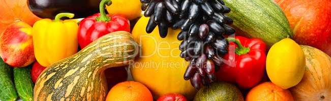 bright background of fruits and vegetables