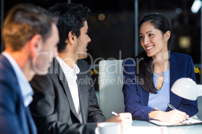 Businessman interacting with a colleague