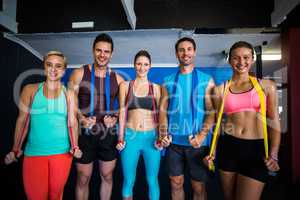Male and female athletes with resistance band