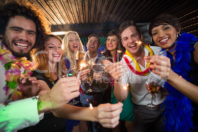 Group of friends having fun in bar