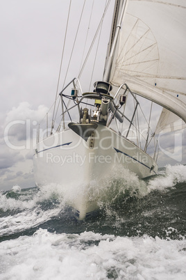 Close up of Sailing Boat or Yacht at sea