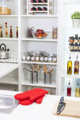 Empty Modern Kitchen with Equipment and Food