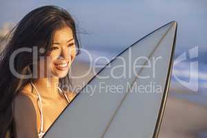 Woman Bikini Surfer & Surfboard Sunset Sunrise Beach