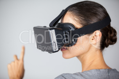 Woman using virtual reality headset