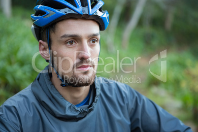 Male mountain biker in the forest