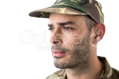 Close-up of confident soldier