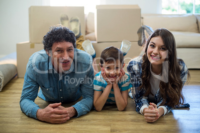 Family lying on the floor