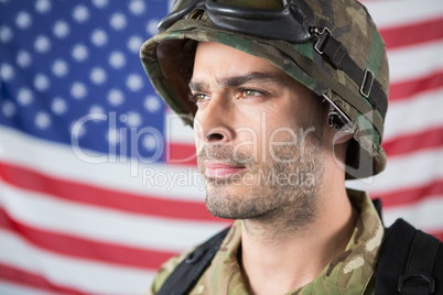 Close-up of confident soldier