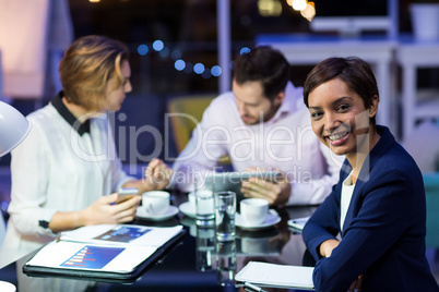 Businesswoman smiling in office